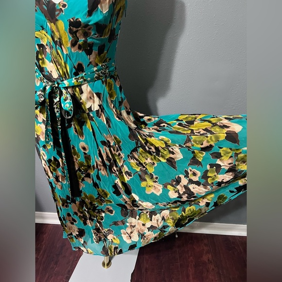 Womens Monsoon Green Floral Silk Blend Vintage Y2k Midi Slip Dress Sz 8 UK 6 US. - Picture 11 of 12